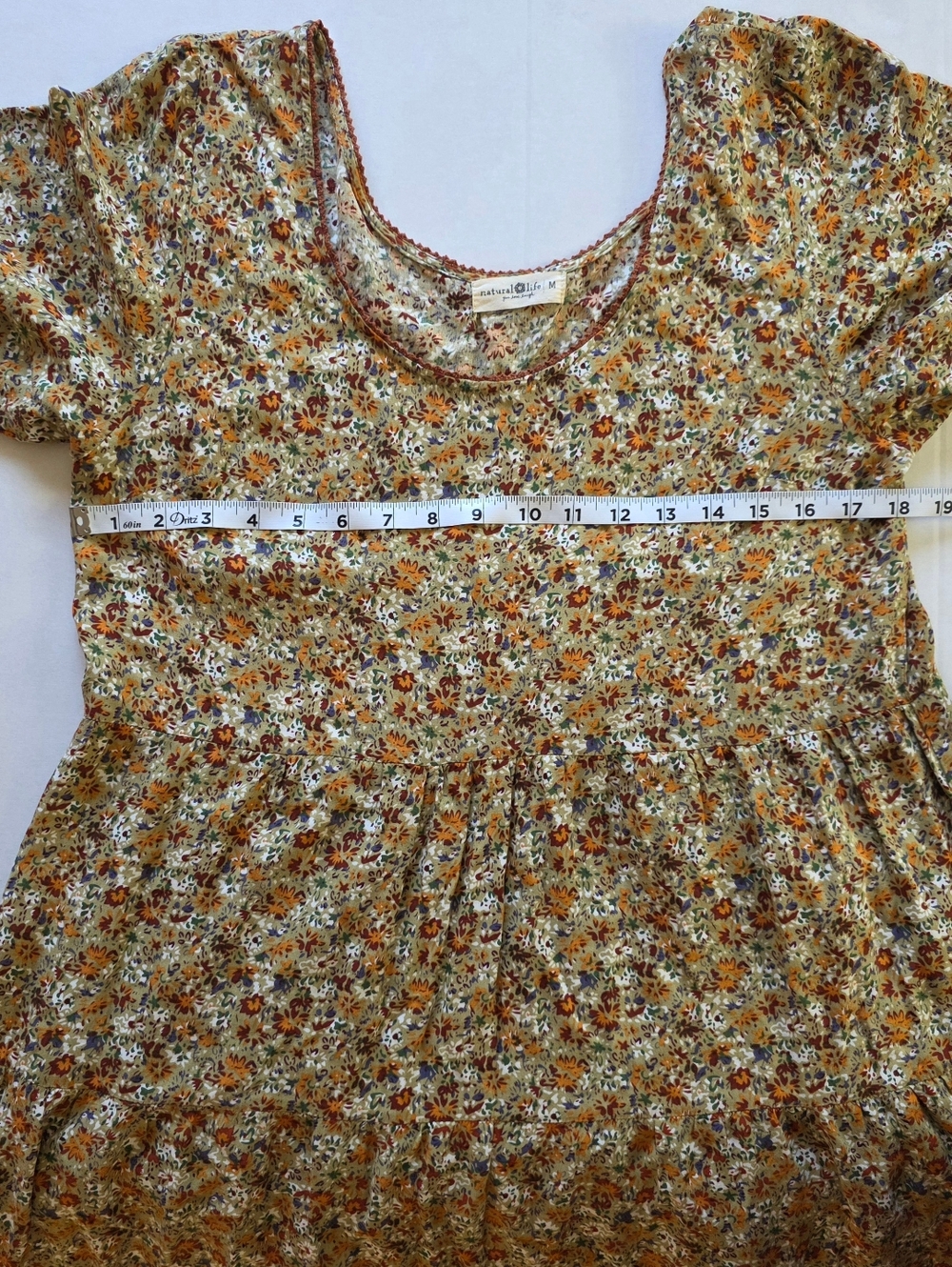 Natural Life Lucia Floral Tiered Maxi Dress M Oversized Boho Cottagecore Prairie - Picture 10 of 12